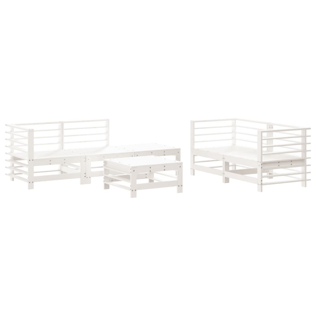 vidaXL Set mobilier de grădină, 6 piese, alb, lemn masiv pin vidaXL Set mobilier de grădină, 6 piese, alb, lemn masiv pin