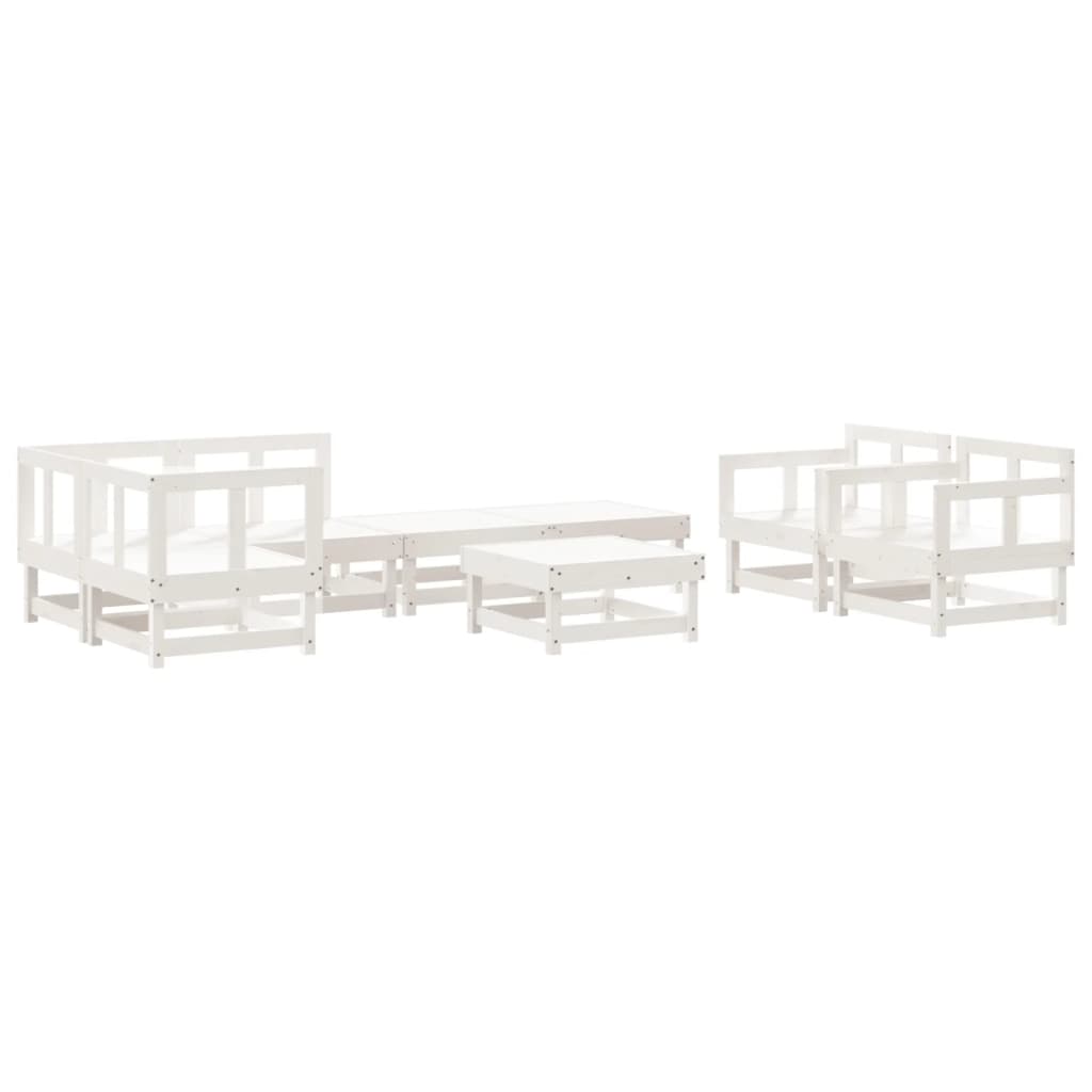 vidaXL Set mobilier relaxare grădină, 8 piese, alb, lemn masiv de pin vidaXL Set mobilier relaxare grădină, 8 piese, alb, lemn masiv de pin