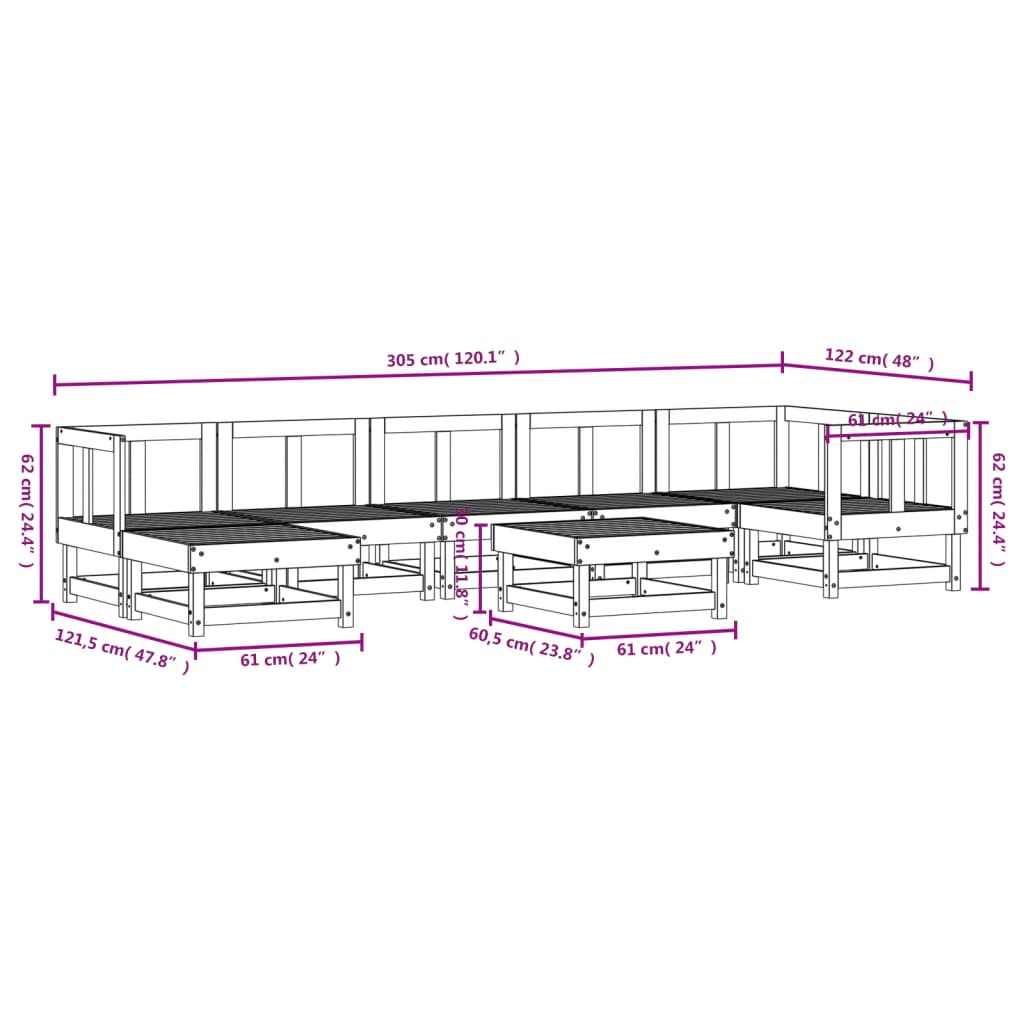 vidaXL Set mobilier relaxare grădină, 8 piese, lemn masiv Douglas vidaXL Set mobilier relaxare grădină, 8 piese, lemn masiv Douglas