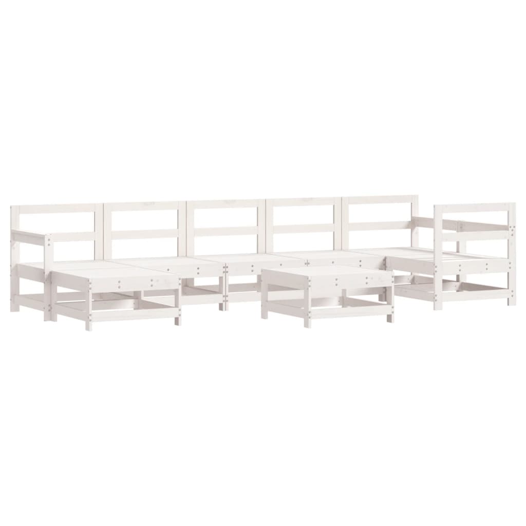 vidaXL Set mobilier relaxare grădină, 8 piese, alb, lemn masiv de pin
