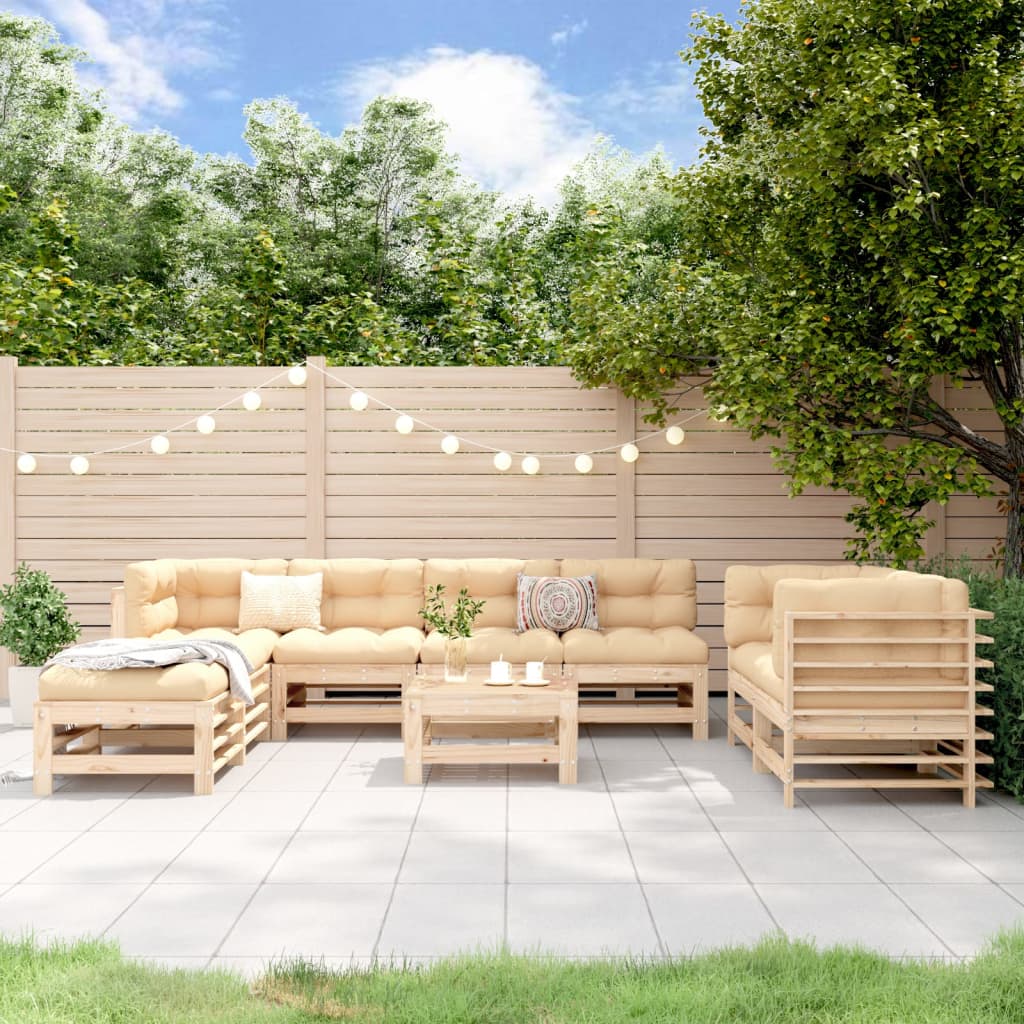 vidaXL Set mobilier grădină, 9 piese, lemn masiv de pin vidaXL Set mobilier grădină, 9 piese, lemn masiv de pin