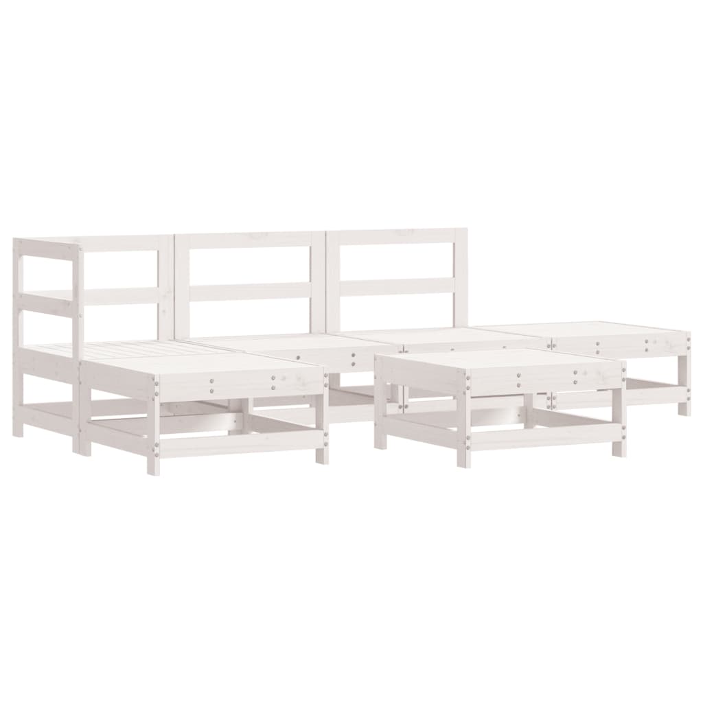 vidaXL Set mobilier de grădină, 6 piese, alb, lemn masiv pin vidaXL Set mobilier de grădină, 6 piese, alb, lemn masiv pin