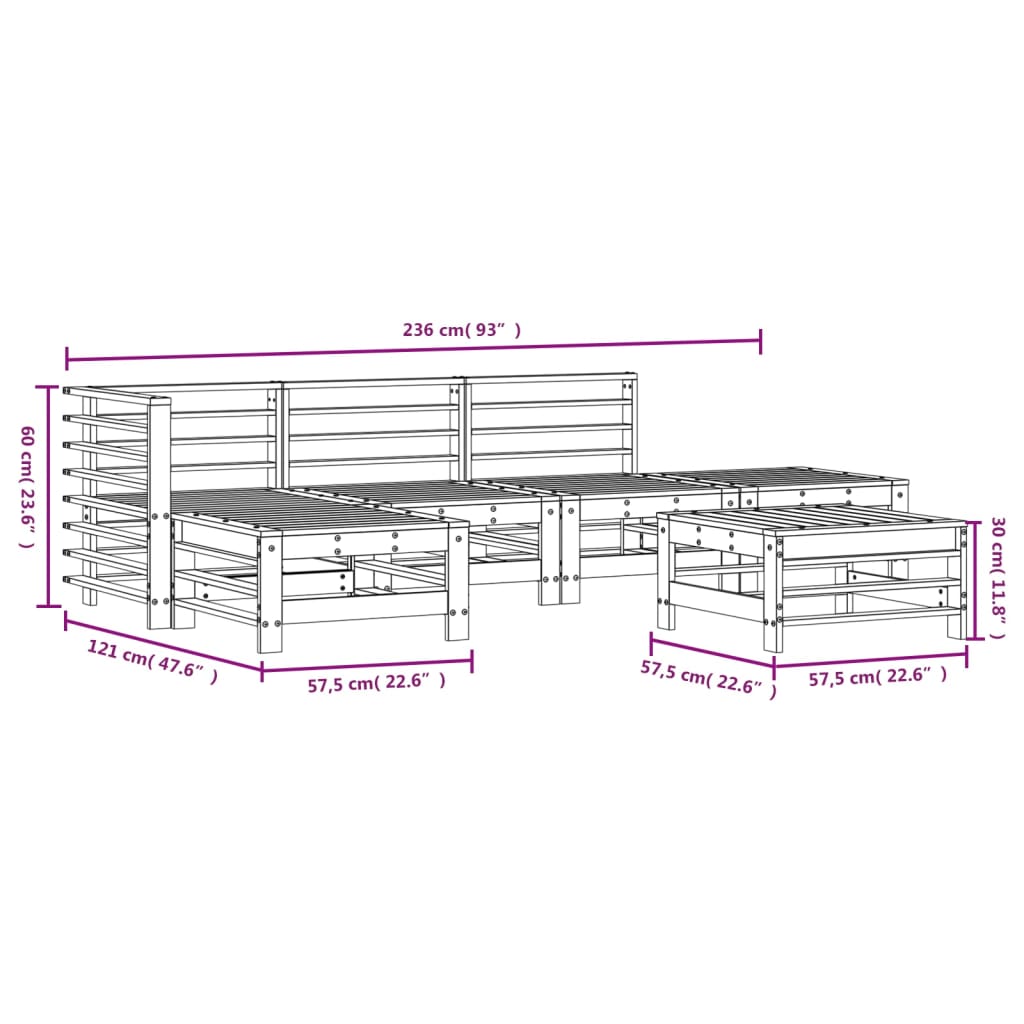 vidaXL Set mobilier de grădină, 6 piese, alb, lemn masiv pin vidaXL Set mobilier de grădină, 6 piese, alb, lemn masiv pin