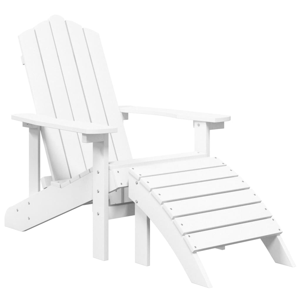 vidaXL Scaun de grădină Adirondack cu suport pentru picioare alb HDPE