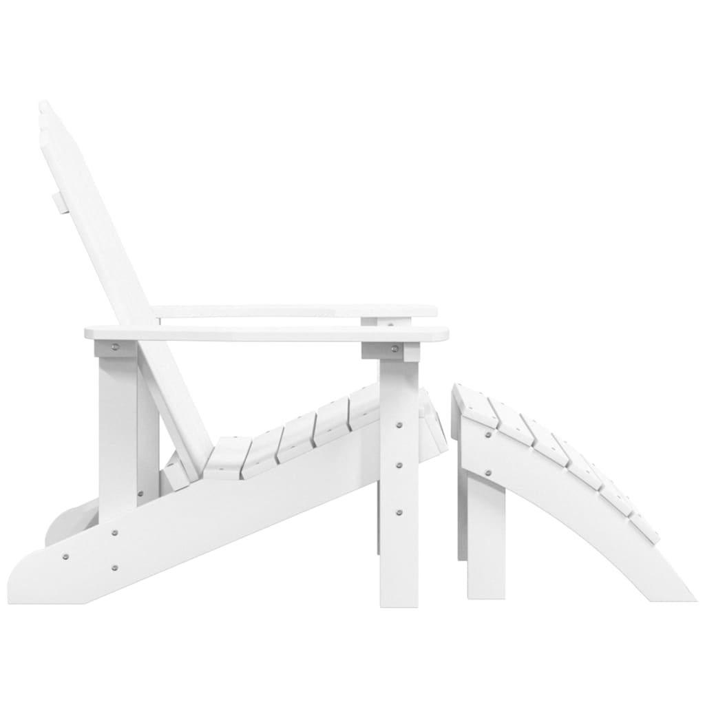 vidaXL Scaun de grădină Adirondack cu suport pentru picioare alb HDPE