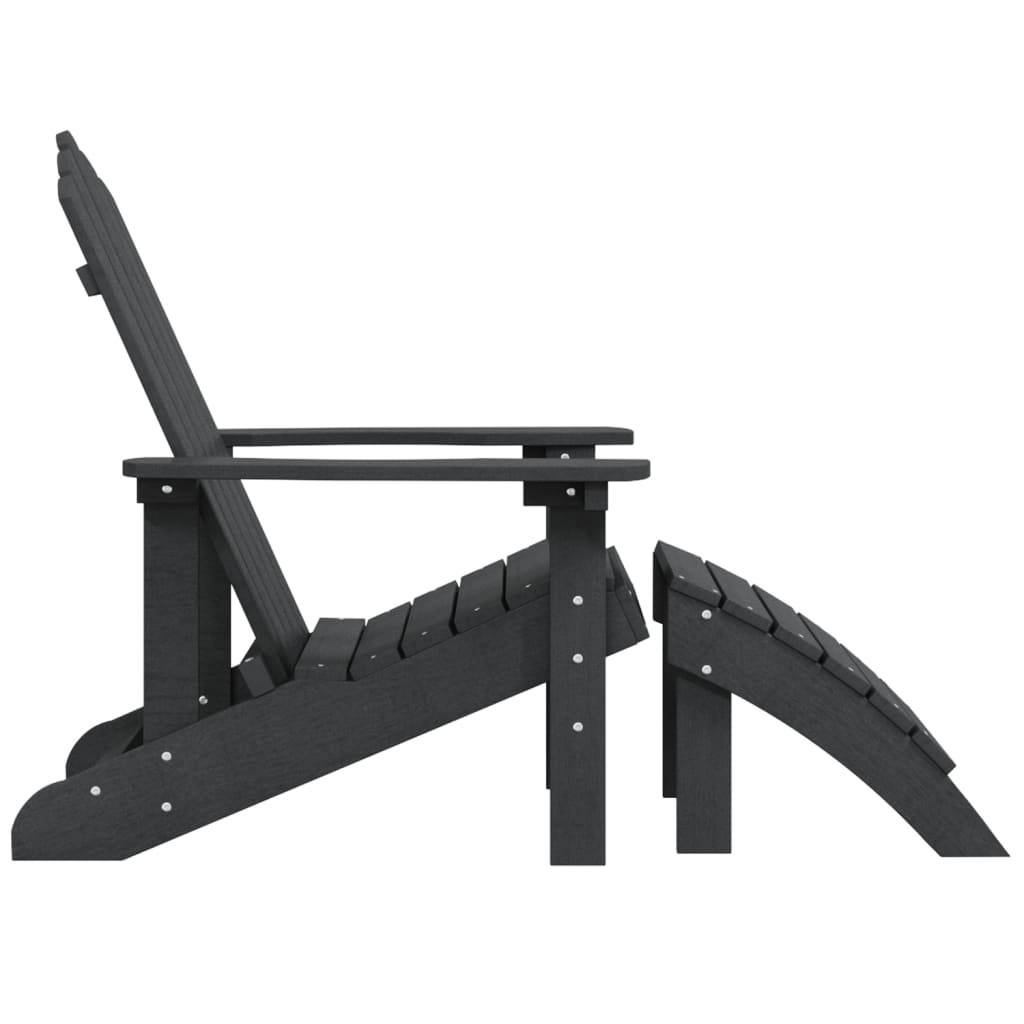 vidaXL Scaun de grădină Adirondack cu suport picioare, antracit, HDPE