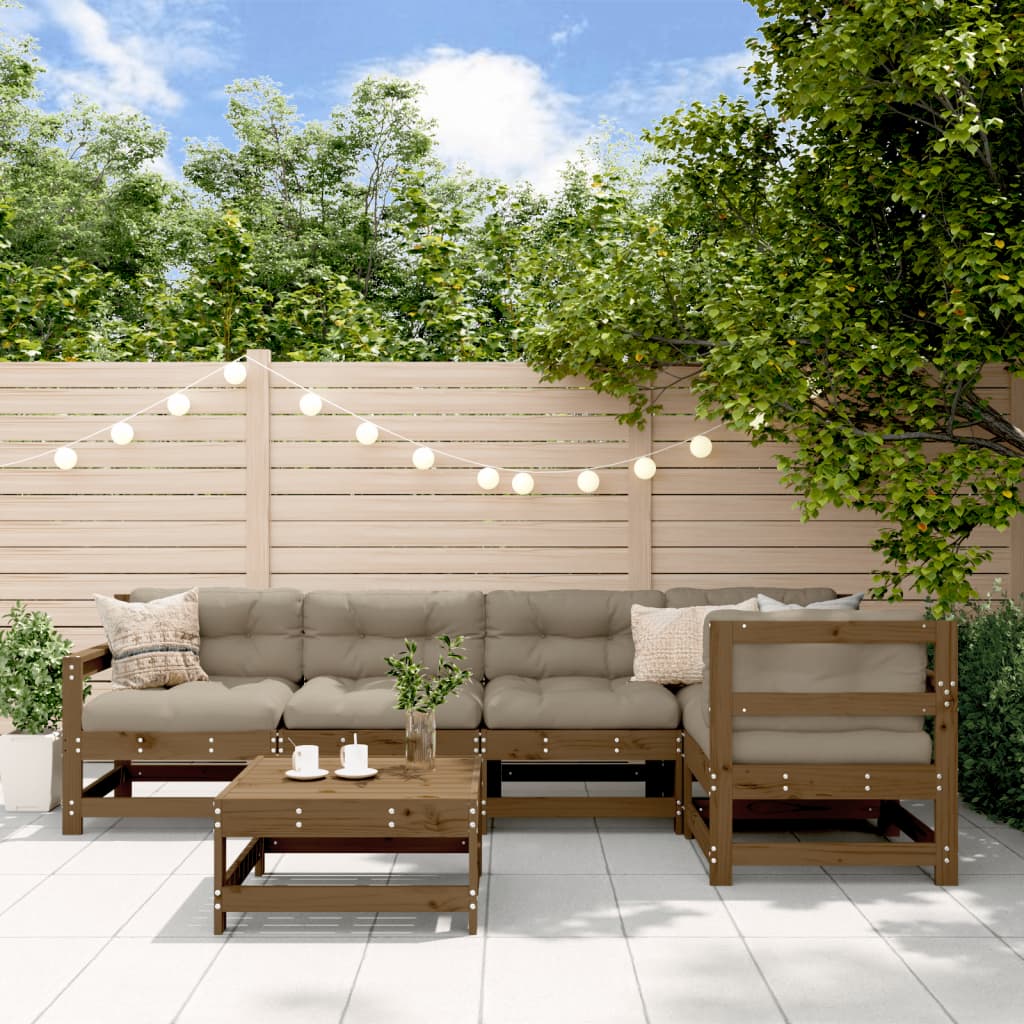 vidaXL Set mobilier grădină, 6 piese, maro miere, lemn masiv de pin vidaXL Set mobilier grădină, 6 piese, maro miere, lemn masiv de pin