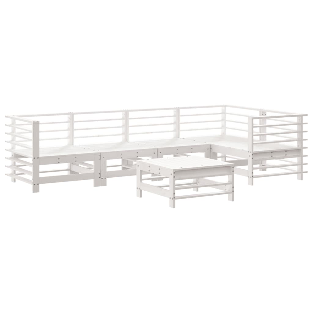 vidaXL Set mobilier de grădină, 6 piese, alb, lemn masiv pin vidaXL Set mobilier de grădină, 6 piese, alb, lemn masiv pin