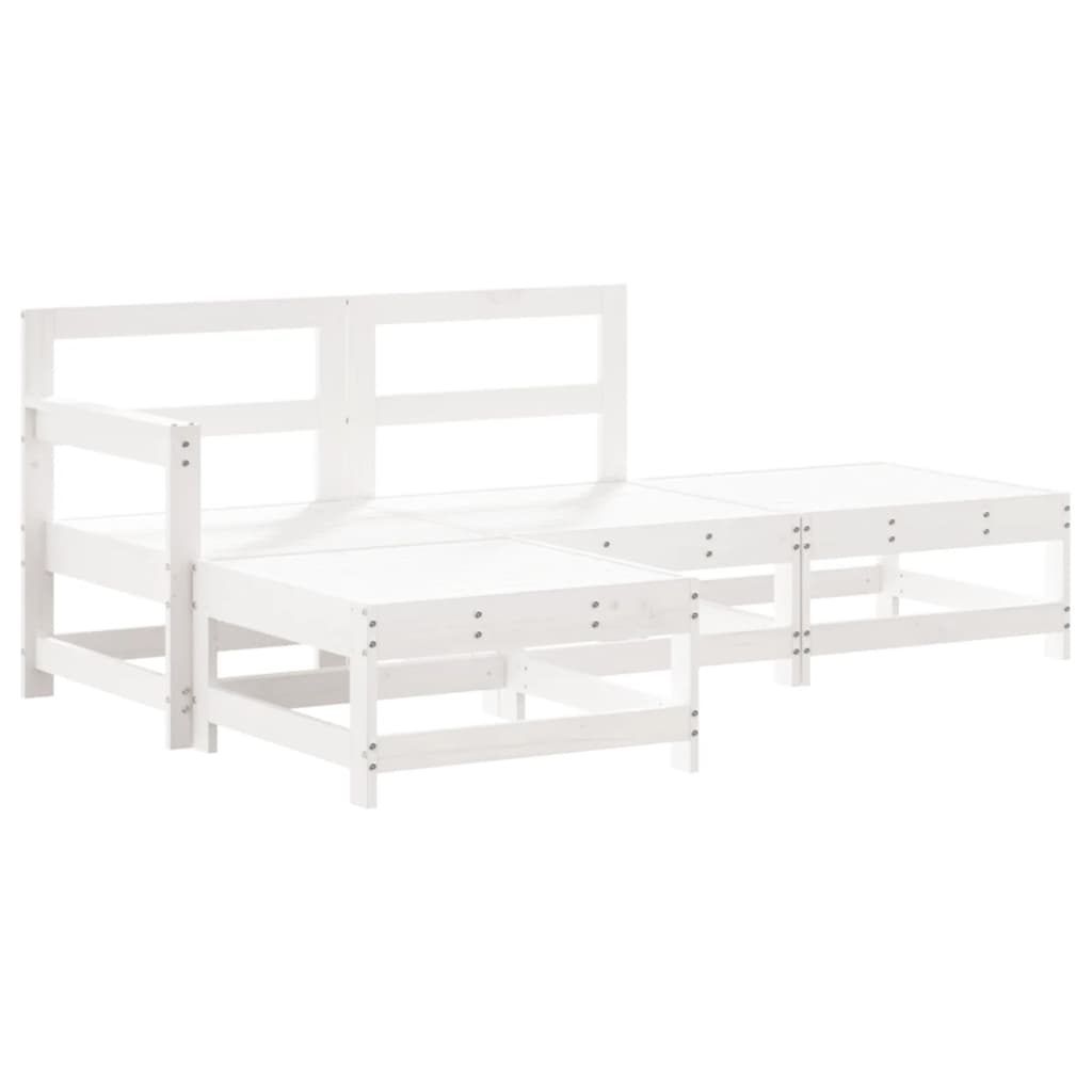 vidaXL Set mobilier relaxare de grădină, 4 piese, alb, lemn masiv pin vidaXL Set mobilier relaxare de grădină, 4 piese, alb, lemn masiv pin