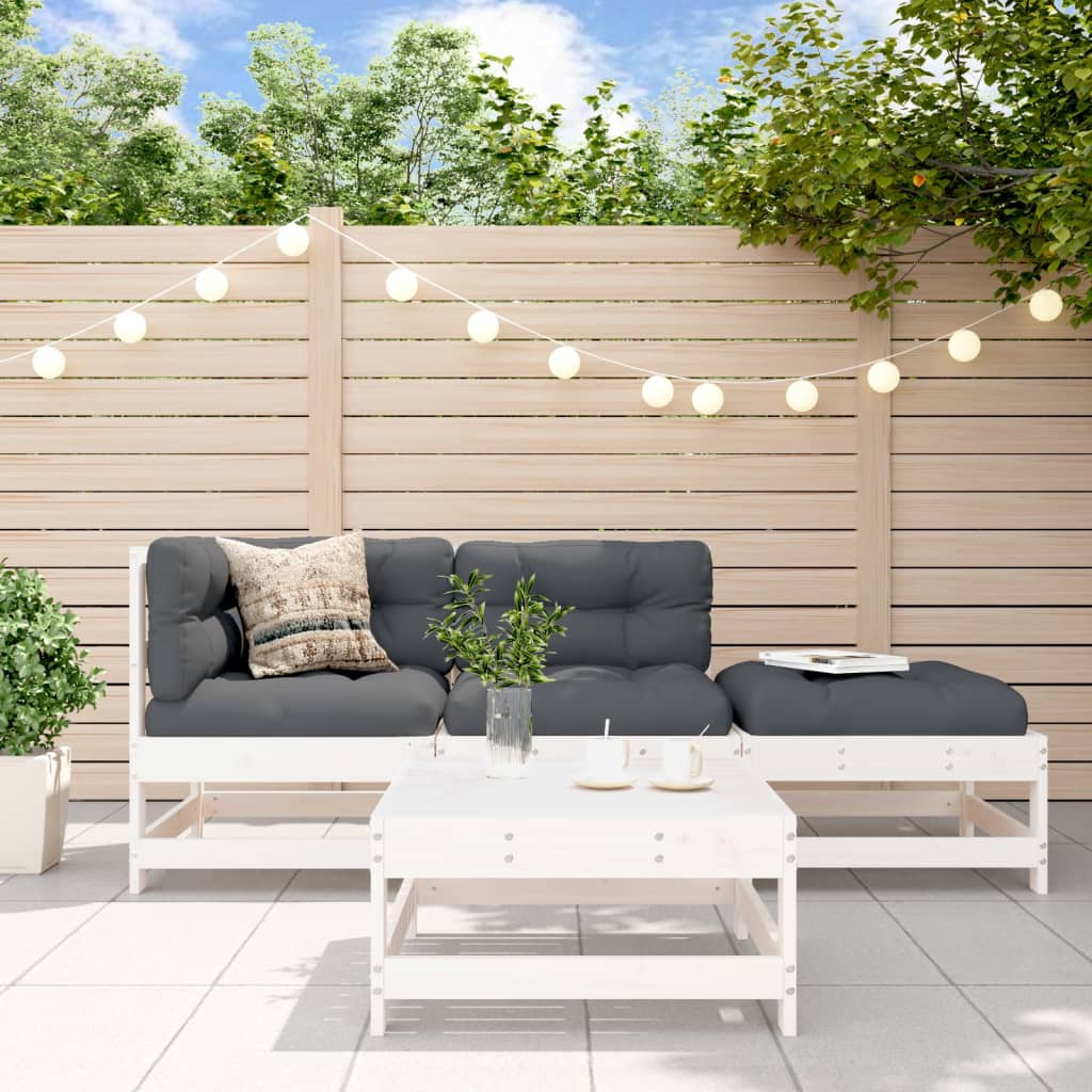 vidaXL Set mobilier relaxare de grădină, 4 piese, alb, lemn masiv pin vidaXL Set mobilier relaxare de grădină, 4 piese, alb, lemn masiv pin