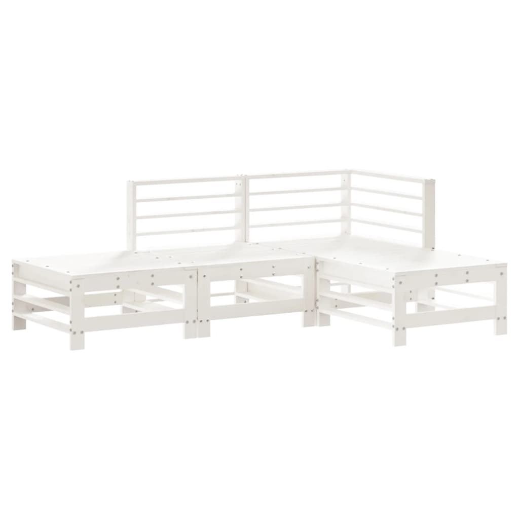 vidaXL Set mobilier relaxare de grădină, 4 piese, alb, lemn masiv pin vidaXL Set mobilier relaxare de grădină, 4 piese, alb, lemn masiv pin
