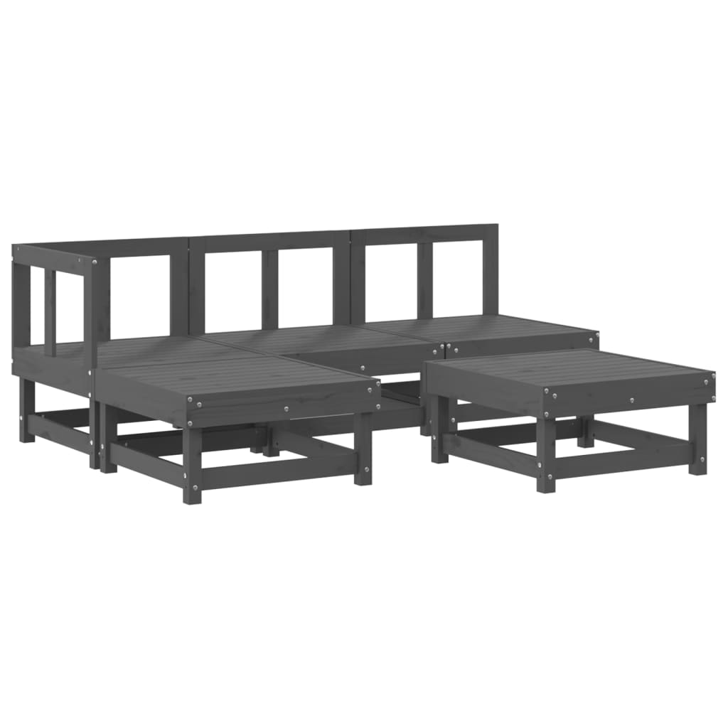 vidaXL Set mobilier relaxare de grădină 5 piese gri lemn masiv de pin vidaXL Set mobilier relaxare de grădină 5 piese gri lemn masiv de pin