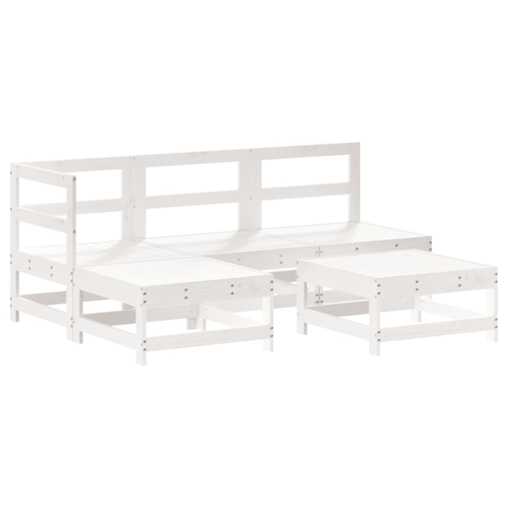 vidaXL Set mobilier relaxare de grădină 5 piese alb lemn masiv de pin vidaXL Set mobilier relaxare de grădină 5 piese alb lemn masiv de pin