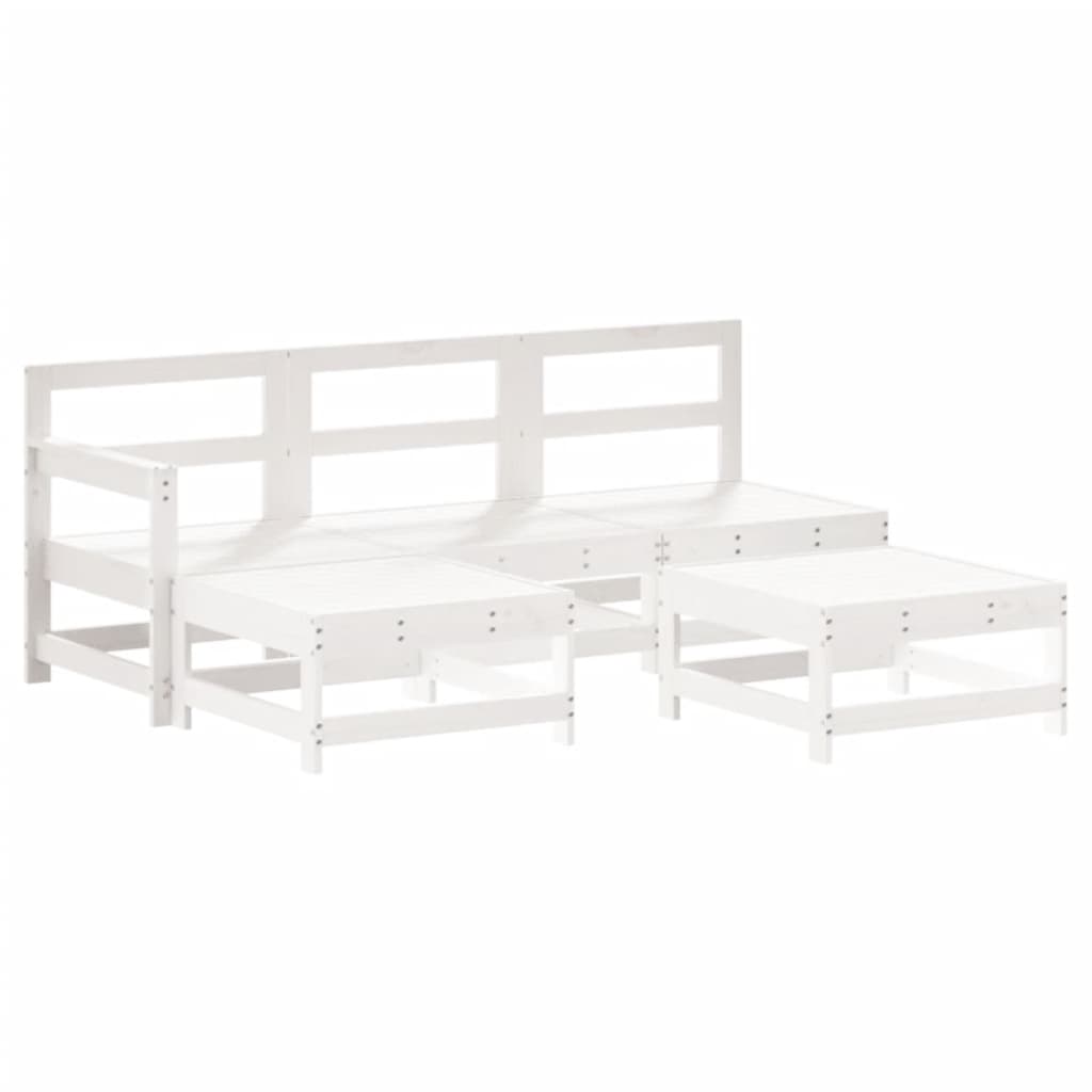 vidaXL Set mobilier relaxare de grădină 5 piese alb lemn masiv de pin vidaXL Set mobilier relaxare de grădină 5 piese alb lemn masiv de pin