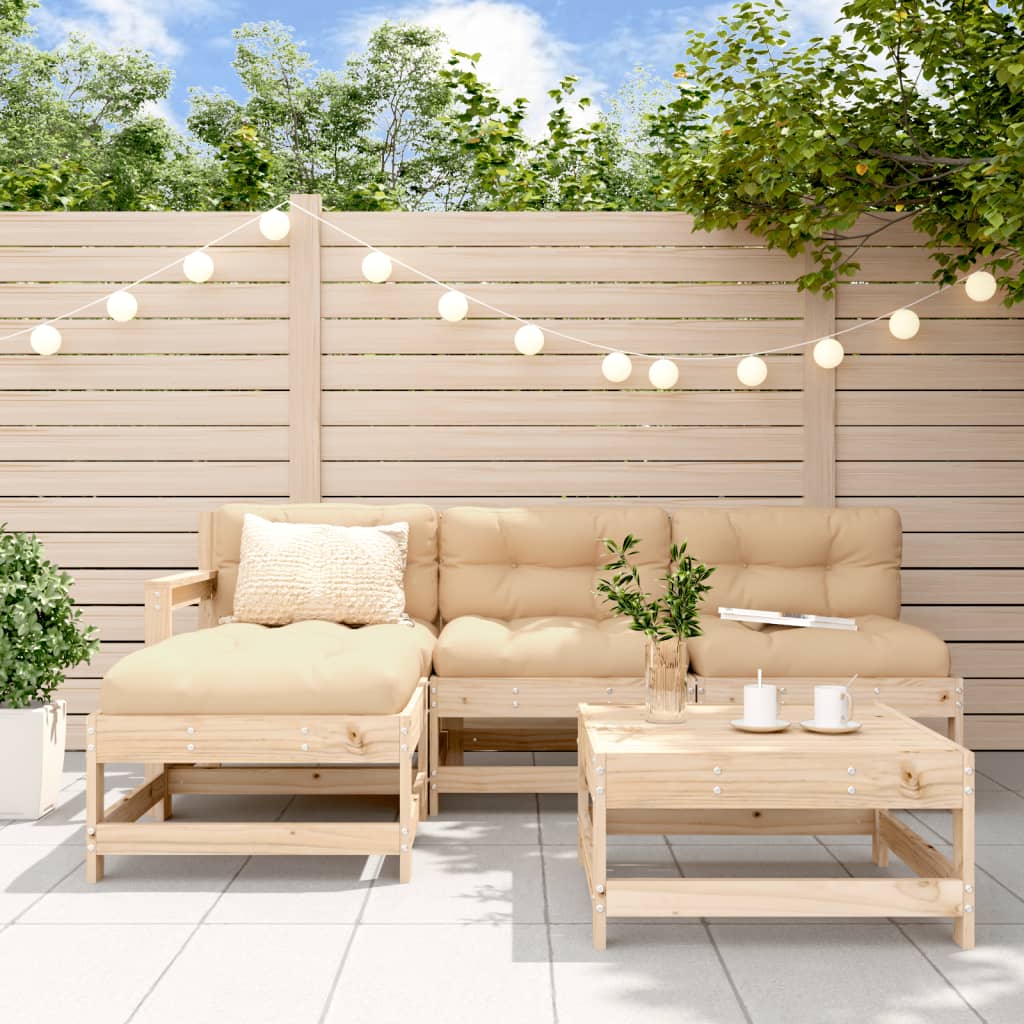 vidaXL Set mobilier relaxare de grădină 5 piese lemn masiv de pin vidaXL Set mobilier relaxare de grădină 5 piese lemn masiv de pin