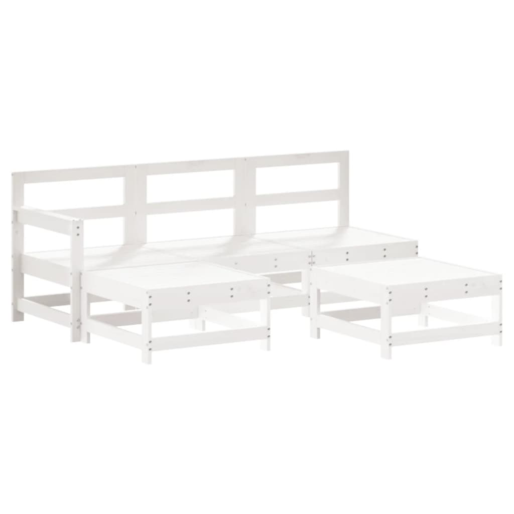 vidaXL Set mobilier relaxare de grădină 5 piese alb lemn masiv de pin vidaXL Set mobilier relaxare de grădină 5 piese alb lemn masiv de pin