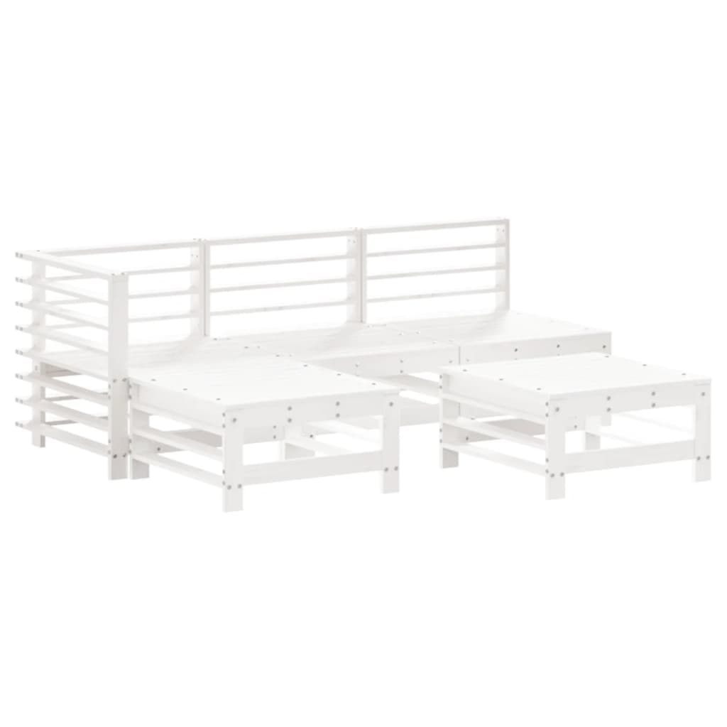 vidaXL Set mobilier relaxare de grădină 5 piese alb lemn masiv de pin vidaXL Set mobilier relaxare de grădină 5 piese alb lemn masiv de pin