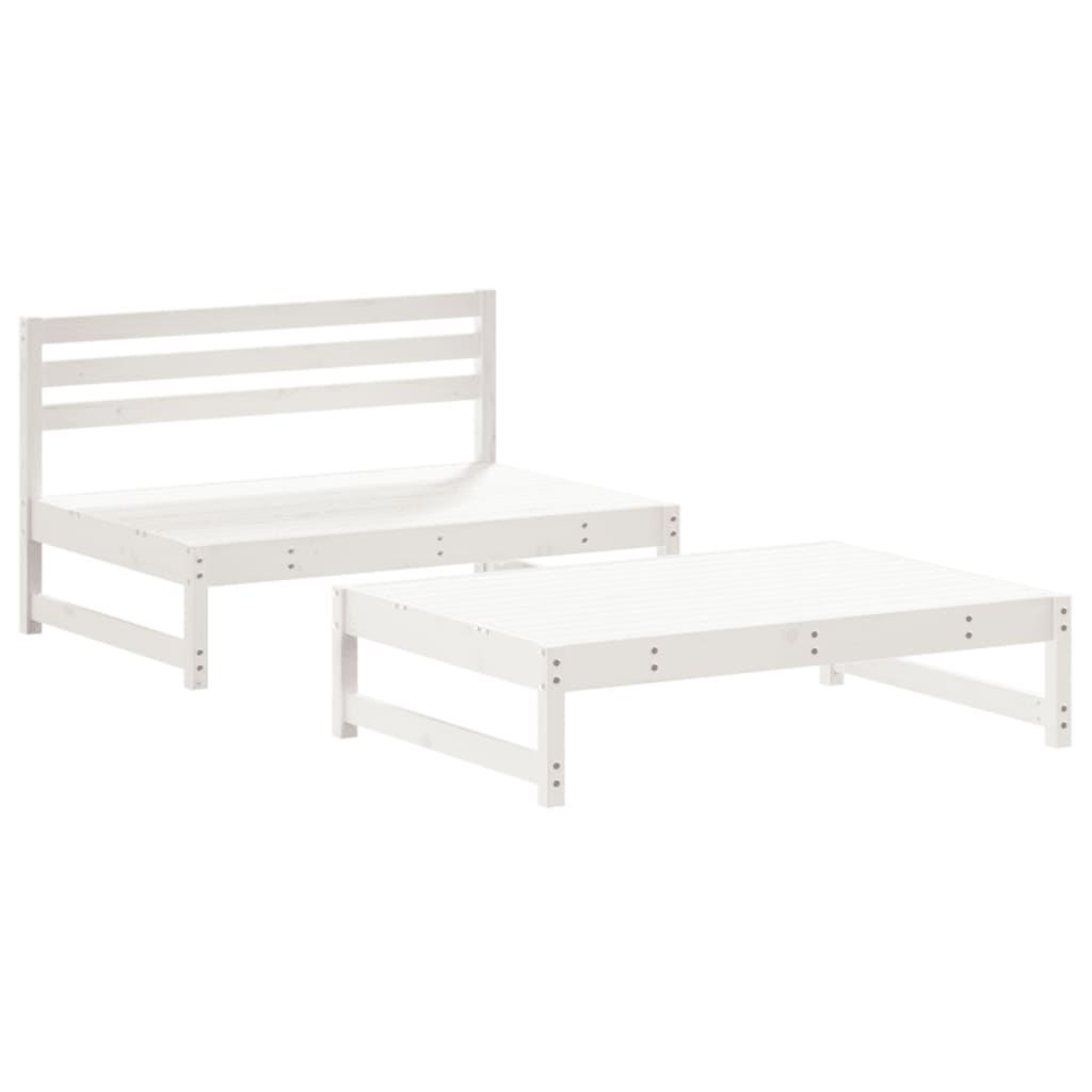 vidaXL Set mobilier relaxare grădină, 2 piese, alb, lemn masiv de pin vidaXL Set mobilier relaxare grădină, 2 piese, alb, lemn masiv de pin