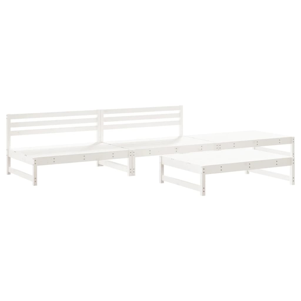 vidaXL Set mobilier relaxare de grădină, 4 piese, alb, lemn masiv pin vidaXL Set mobilier relaxare de grădină, 4 piese, alb, lemn masiv pin