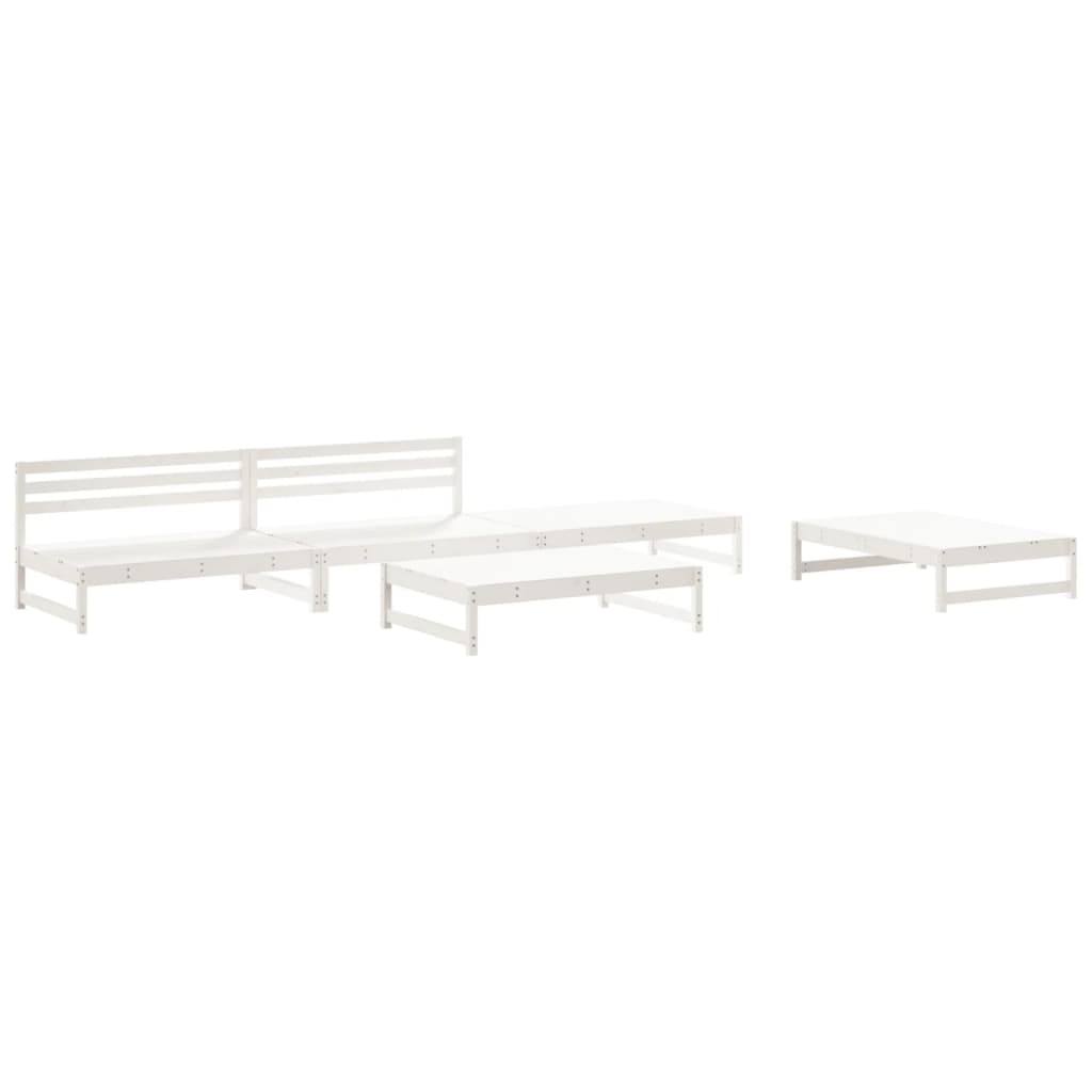 vidaXL Set mobilier relaxare de grădină 5 piese alb lemn masiv de pin vidaXL Set mobilier relaxare de grădină 5 piese alb lemn masiv de pin