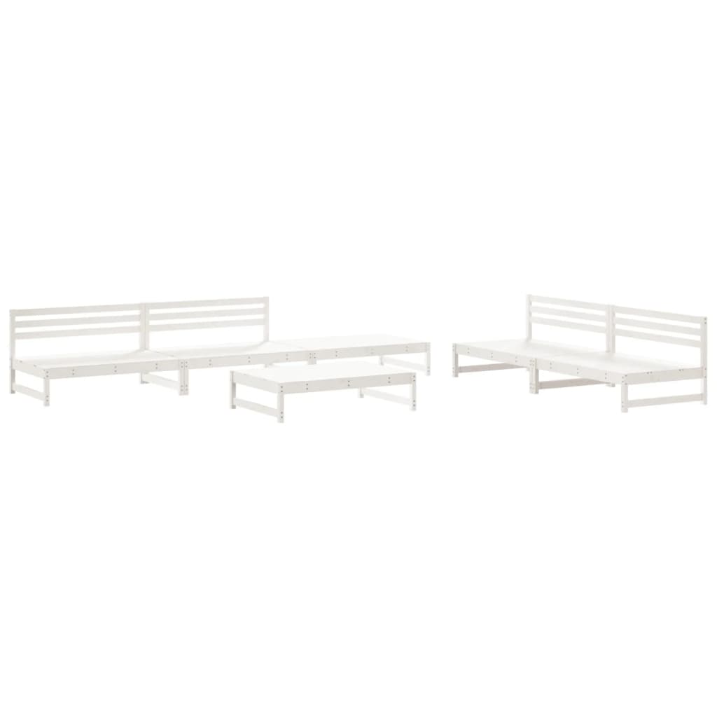 vidaXL Set mobilier de grădină, 6 piese, alb, lemn masiv pin vidaXL Set mobilier de grădină, 6 piese, alb, lemn masiv pin