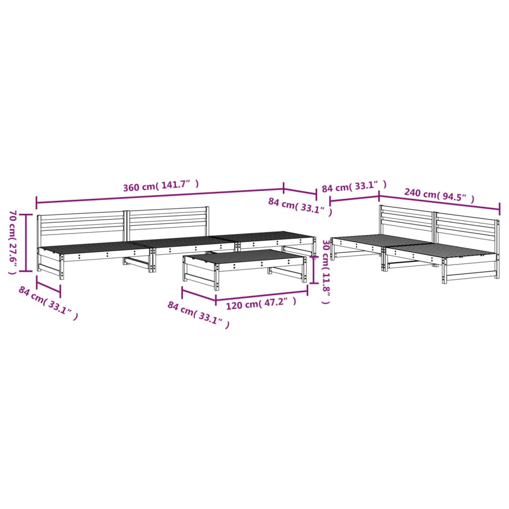 vidaXL Set mobilier de grădină, 6 piese, alb, lemn masiv pin vidaXL Set mobilier de grădină, 6 piese, alb, lemn masiv pin