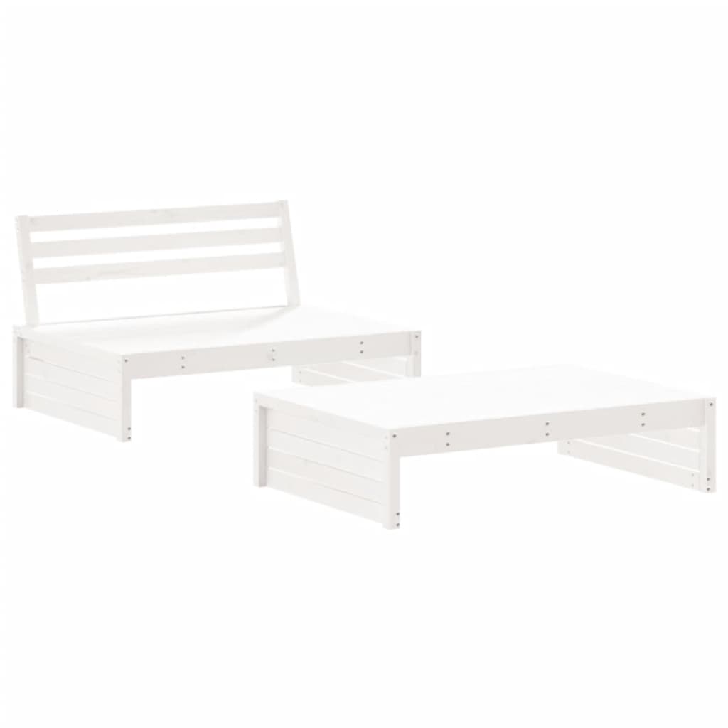 vidaXL Set mobilier relaxare grădină, 2 piese, alb, lemn masiv de pin vidaXL Set mobilier relaxare grădină, 2 piese, alb, lemn masiv de pin