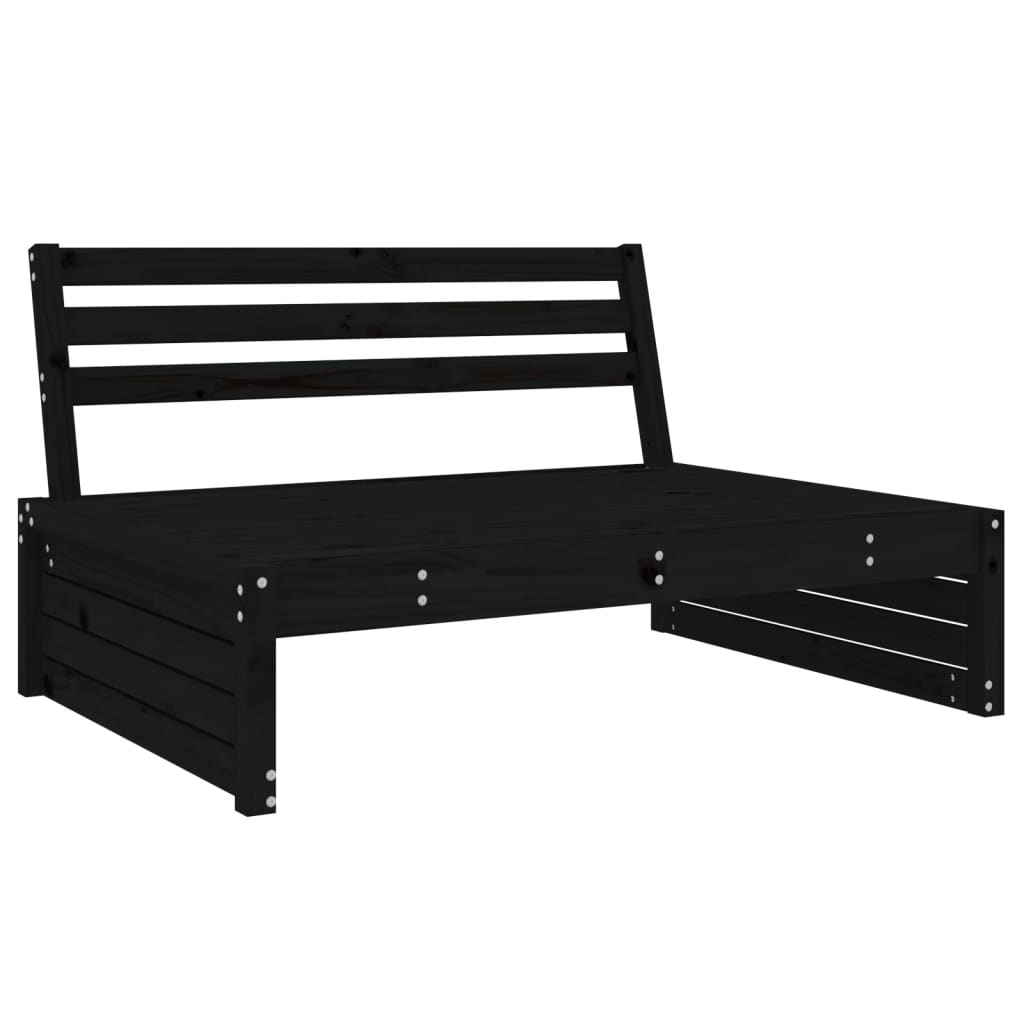 vidaXL Set mobilier relaxare grădină, 2 piese, negru, lemn masiv pin