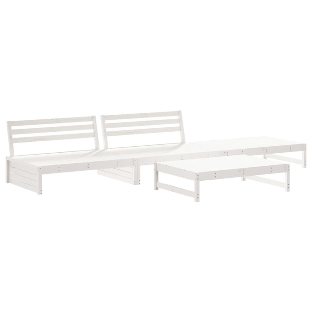 vidaXL Set mobilier relaxare de grădină, 4 piese, alb, lemn masiv pin vidaXL Set mobilier relaxare de grădină, 4 piese, alb, lemn masiv pin