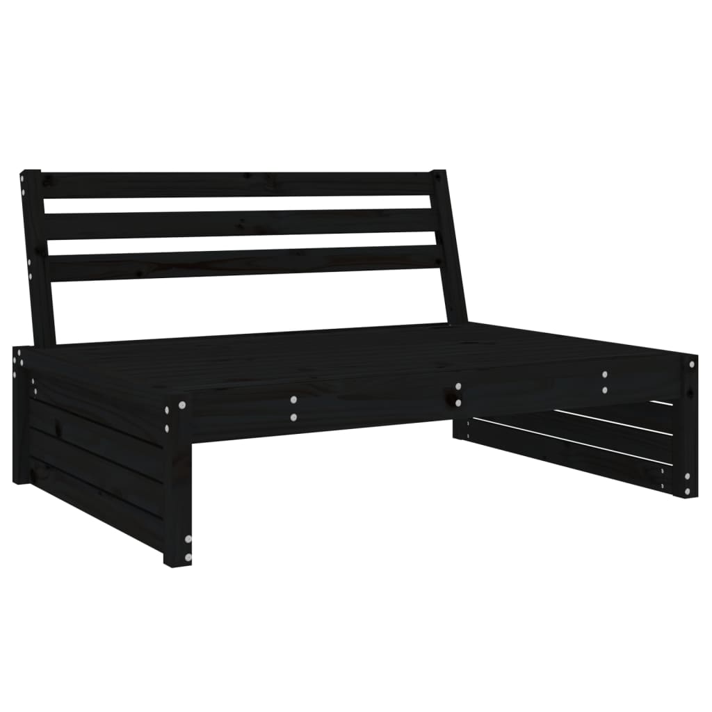 vidaXL Set mobilier relaxare de grădină 4 piese, negru, lemn masiv pin