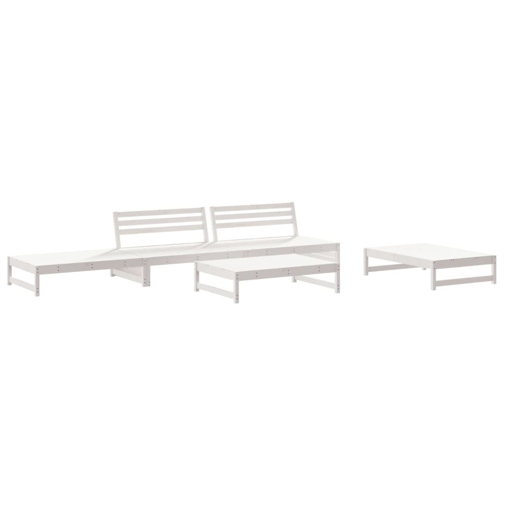 vidaXL Set mobilier relaxare de grădină 5 piese alb lemn masiv de pin vidaXL Set mobilier relaxare de grădină 5 piese alb lemn masiv de pin