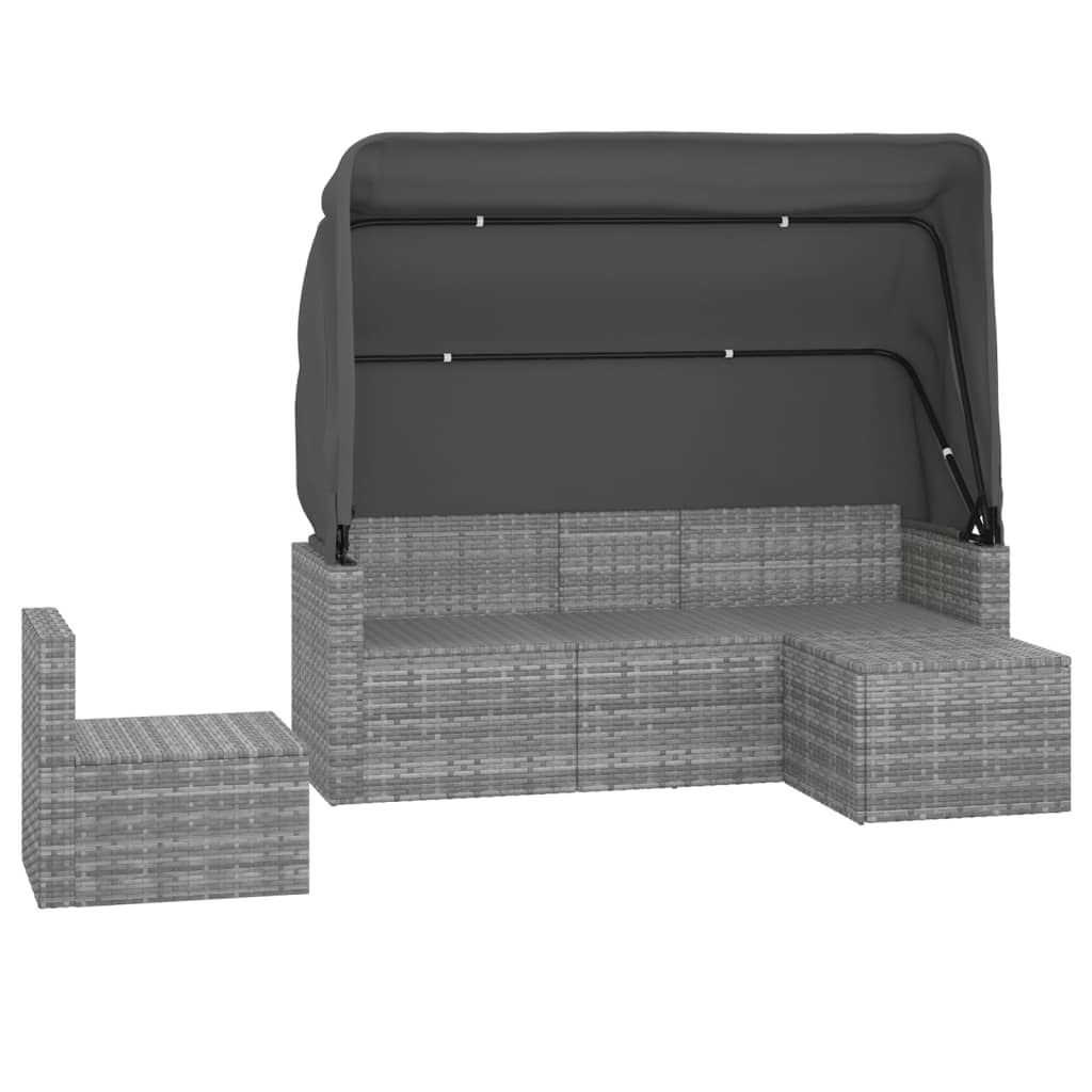 vidaXL Set canapea de grădină cu perne, 4 piese, gri, poliratan vidaXL Set canapea de grădină cu perne, 4 piese, gri, poliratan