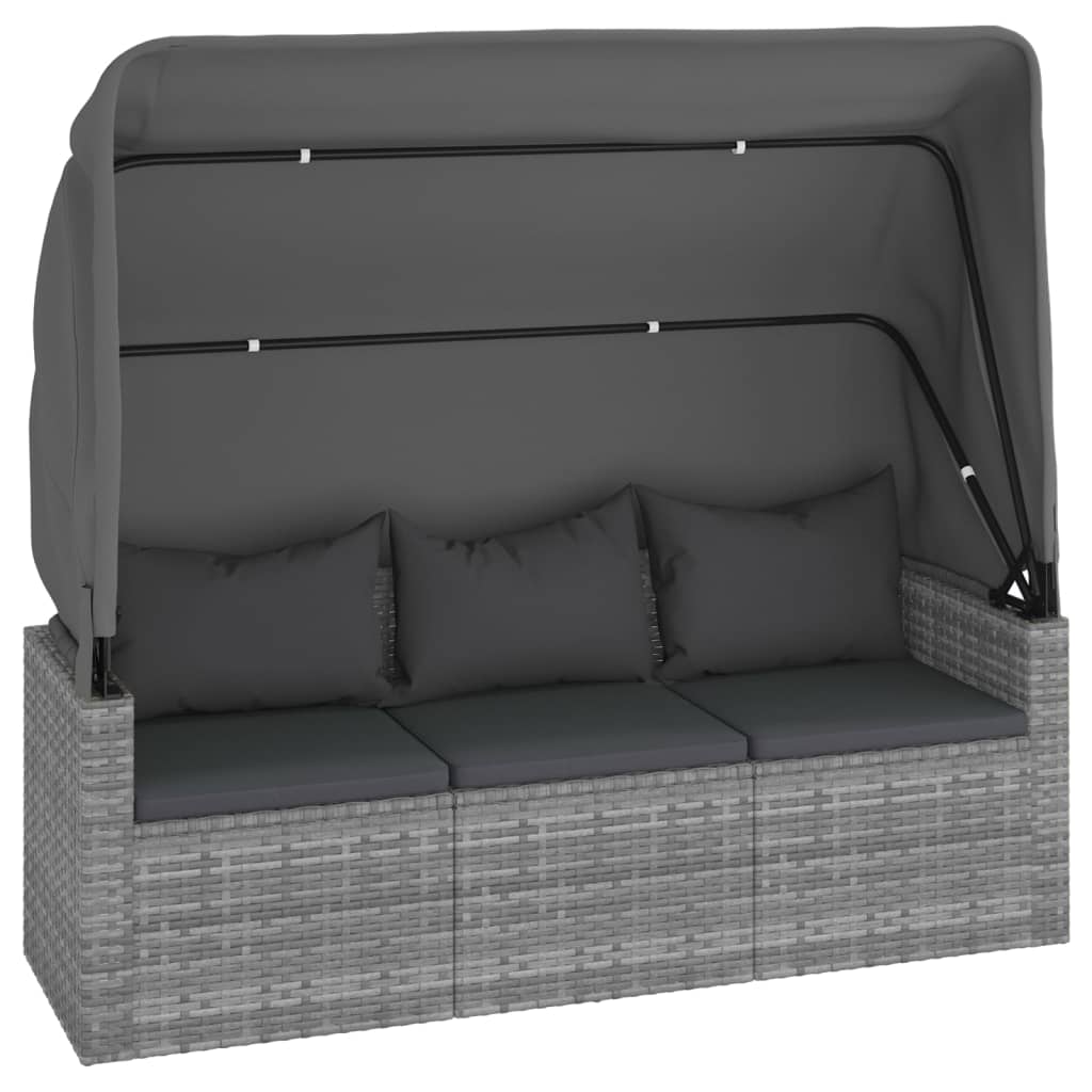 vidaXL Set canapea de grădină cu perne, 4 piese, gri, poliratan vidaXL Set canapea de grădină cu perne, 4 piese, gri, poliratan