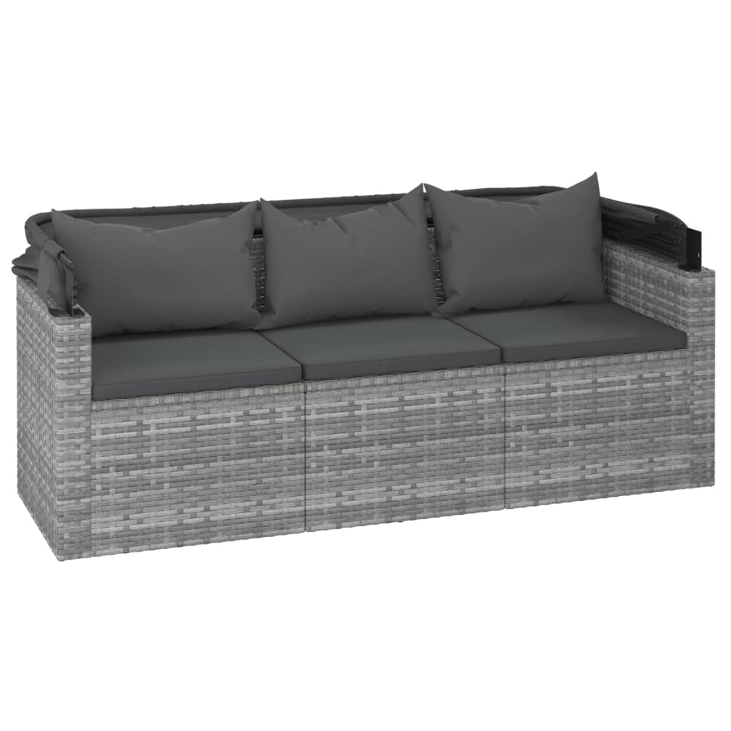 vidaXL Set canapea de grădină cu perne, 4 piese, gri, poliratan vidaXL Set canapea de grădină cu perne, 4 piese, gri, poliratan