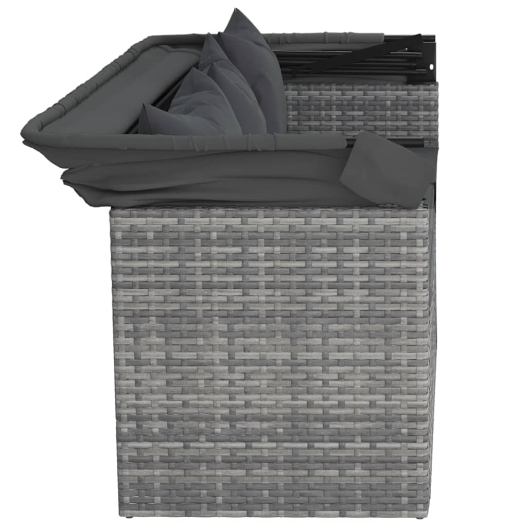 vidaXL Set canapea de grădină cu perne, 4 piese, gri, poliratan vidaXL Set canapea de grădină cu perne, 4 piese, gri, poliratan