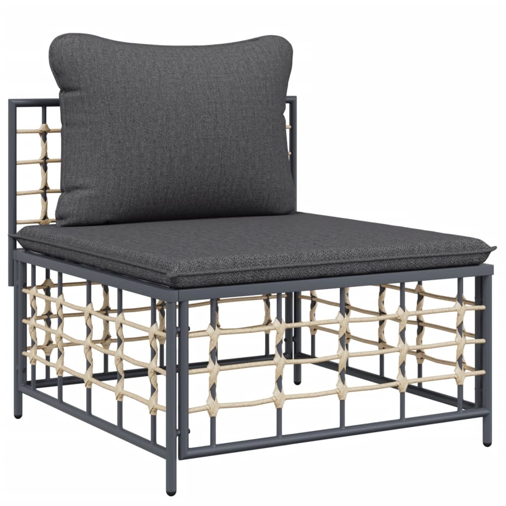 vidaXL Set mobilier de grădină cu perne, 9 piese, antracit, poliratan