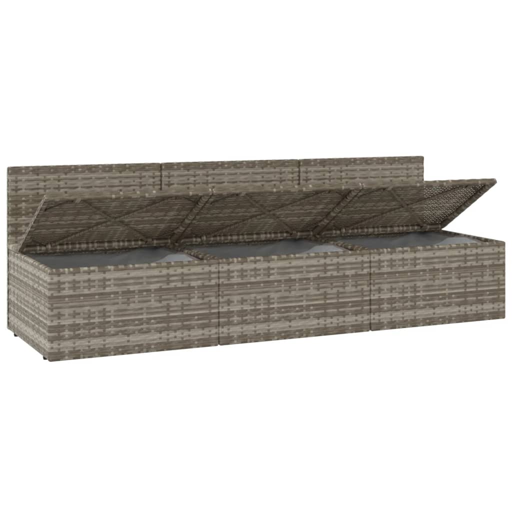 vidaXL Canapea de grădină cu perne, cu 3 locuri, gri, poliratan