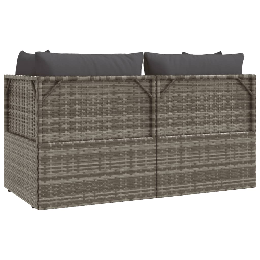 vidaXL Set mobilier de grădină cu perne, 3 piese, gri, poliratan vidaXL Set mobilier de grădină cu perne, 3 piese, gri, poliratan