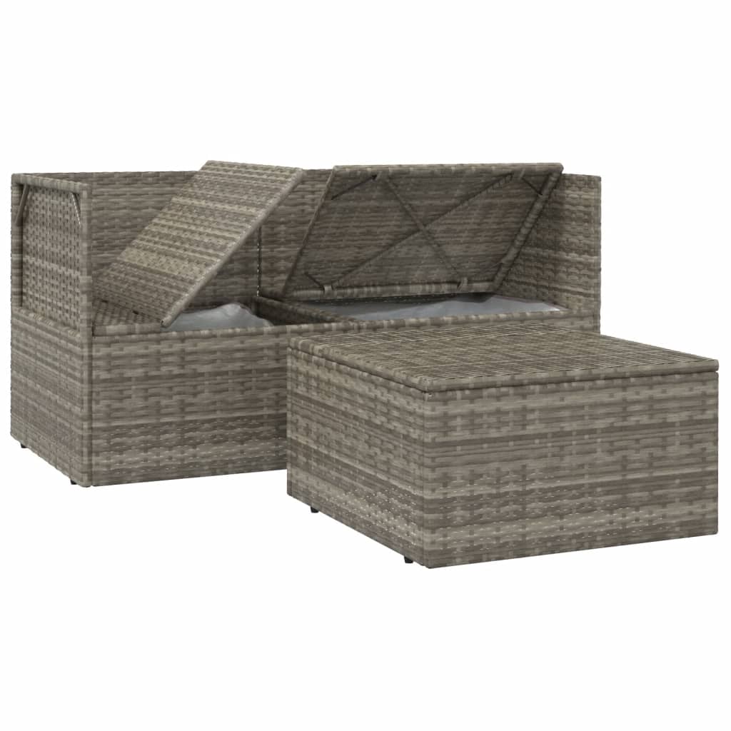 vidaXL Set mobilier de grădină cu perne, 3 piese, gri, poliratan vidaXL Set mobilier de grădină cu perne, 3 piese, gri, poliratan