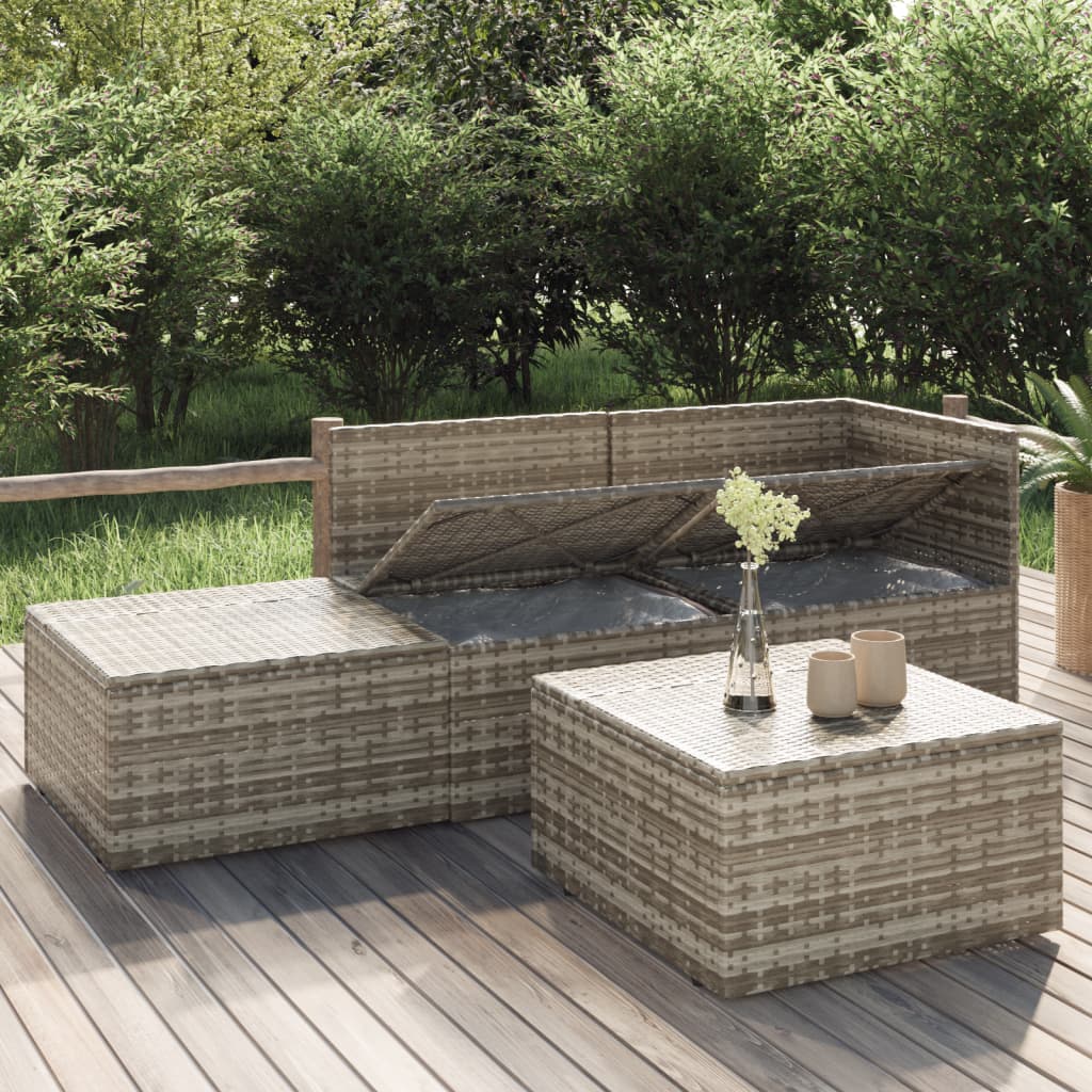 vidaXL Set mobilier de grădină cu perne, 4 piese, gri, poliratan vidaXL Set mobilier de grădină cu perne, 4 piese, gri, poliratan