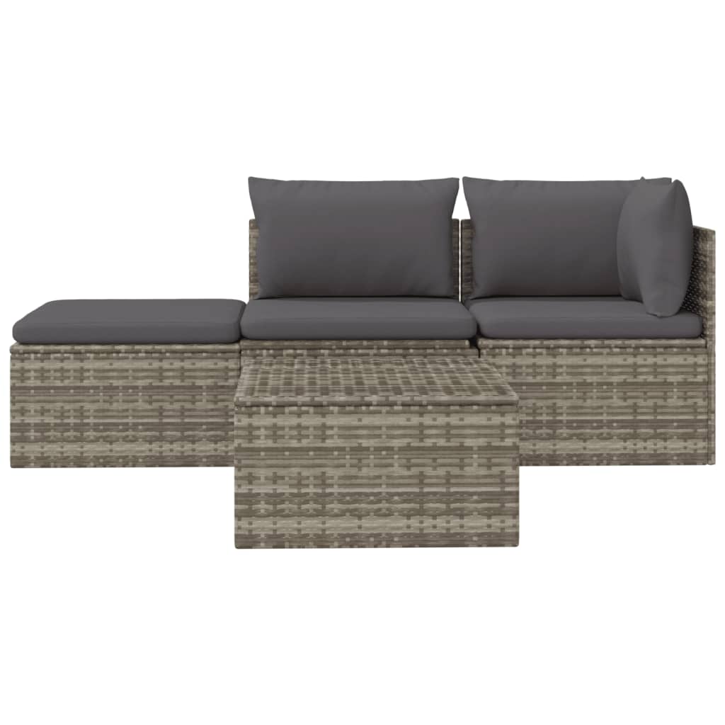 vidaXL Set mobilier de grădină cu perne, 4 piese, gri, poliratan vidaXL Set mobilier de grădină cu perne, 4 piese, gri, poliratan