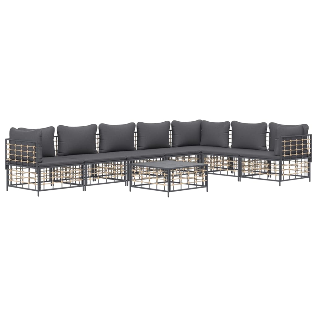 vidaXL Set mobilier de grădină cu perne, 8 piese, antracit, poliratan