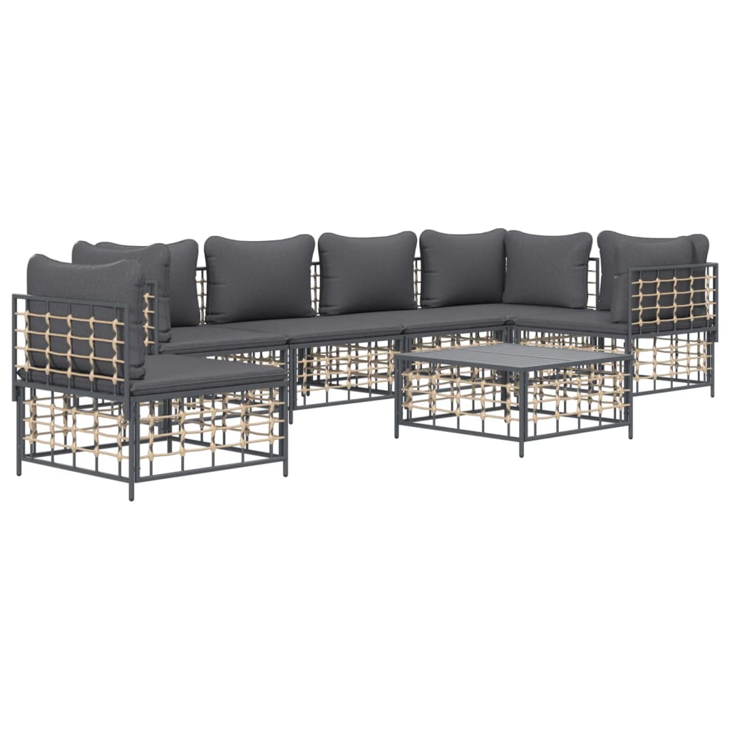 vidaXL Set mobilier de grădină cu perne, 7 piese, antracit, poliratan vidaXL Set mobilier de grădină cu perne, 7 piese, antracit, poliratan