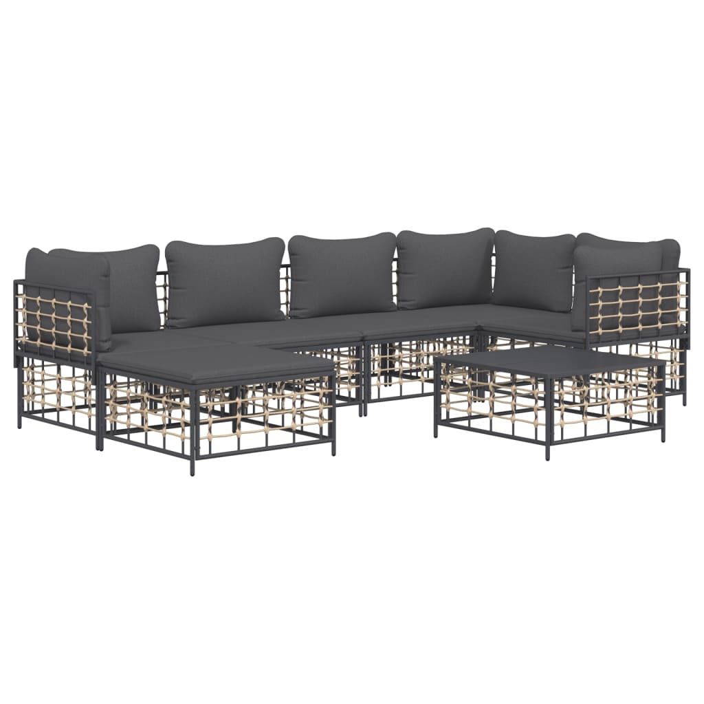 vidaXL Set mobilier de grădină cu perne, 7 piese, antracit, poliratan vidaXL Set mobilier de grădină cu perne, 7 piese, antracit, poliratan