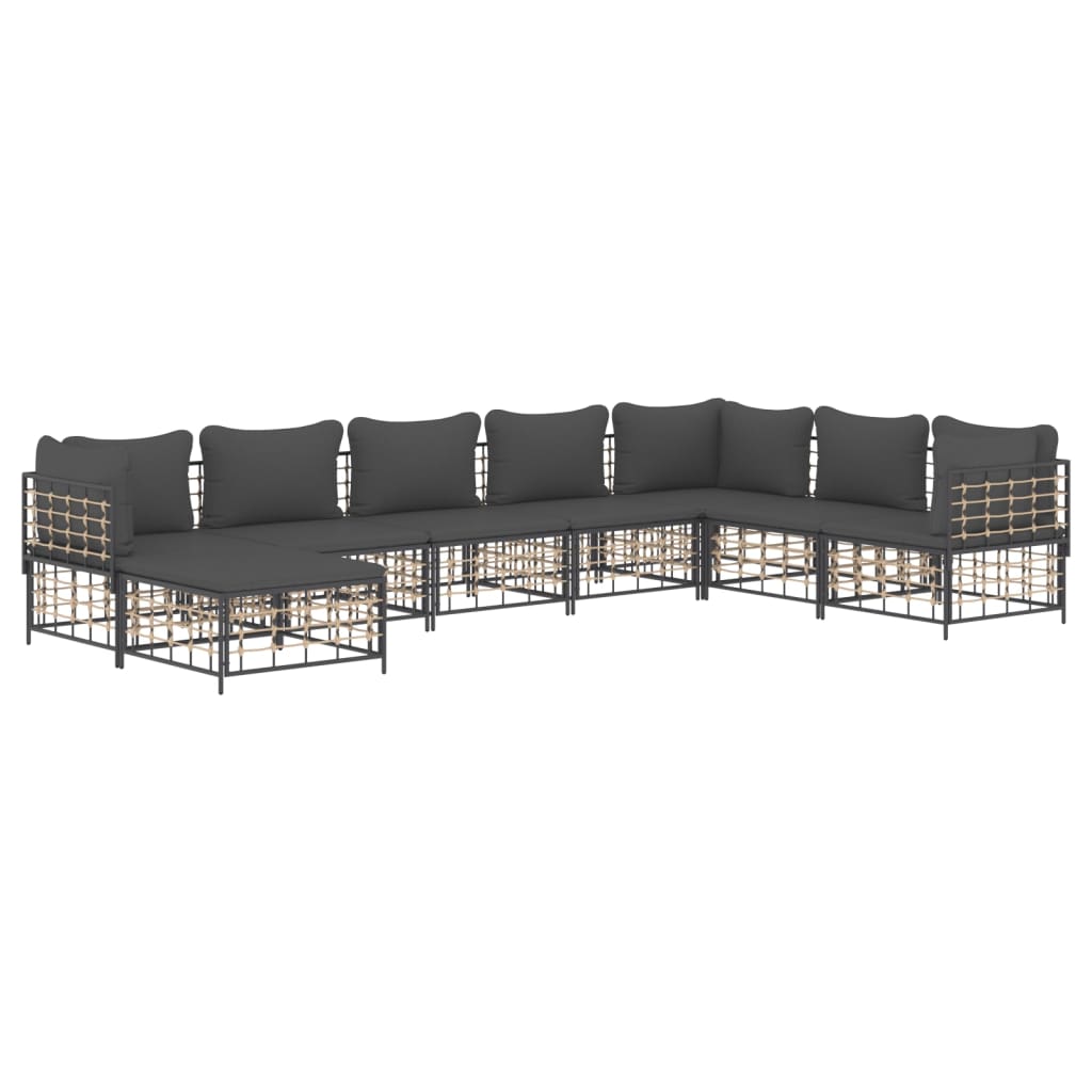 vidaXL Set mobilier de grădină cu perne, 8 piese, antracit, poliratan