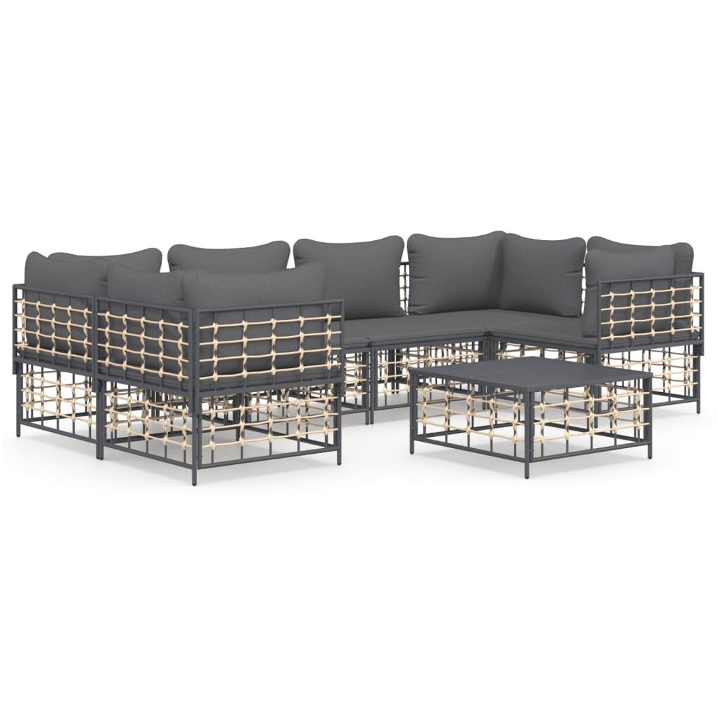 vidaXL Set mobilier de grădină cu perne, 7 piese, antracit, poliratan vidaXL Set mobilier de grădină cu perne, 7 piese, antracit, poliratan