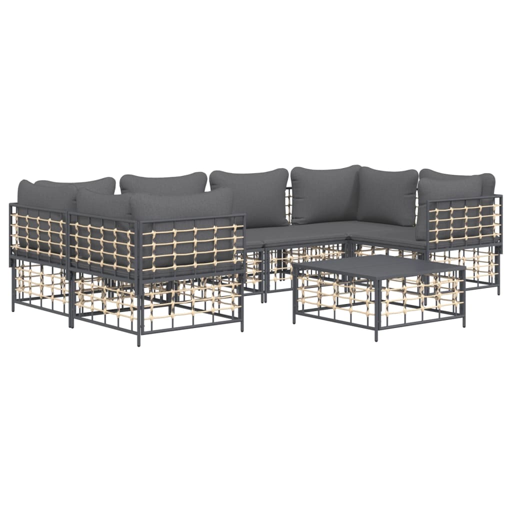 vidaXL Set mobilier de grădină cu perne, 7 piese, antracit, poliratan vidaXL Set mobilier de grădină cu perne, 7 piese, antracit, poliratan