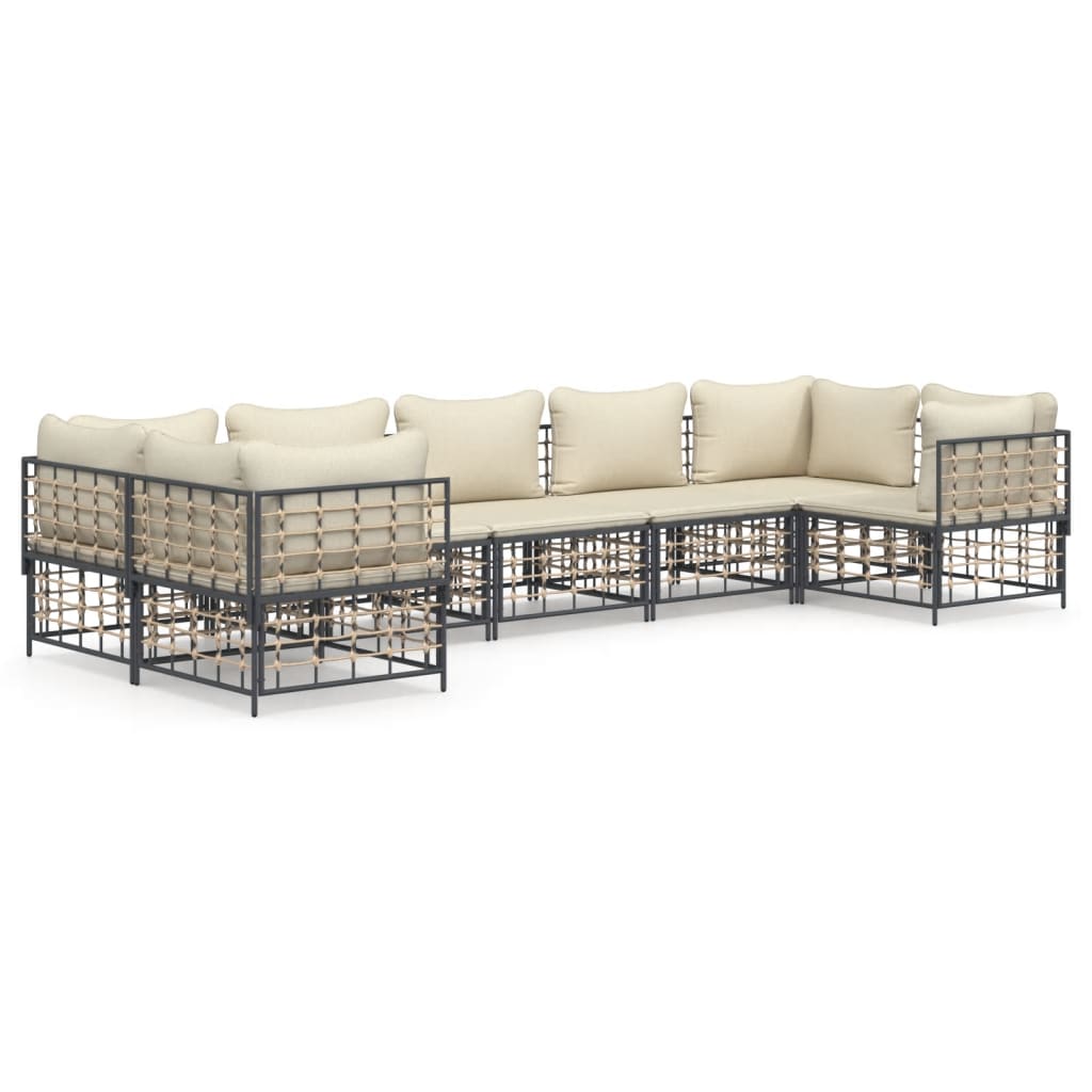 vidaXL Set mobilier de grădină cu perne, 7 piese, antracit, poliratan