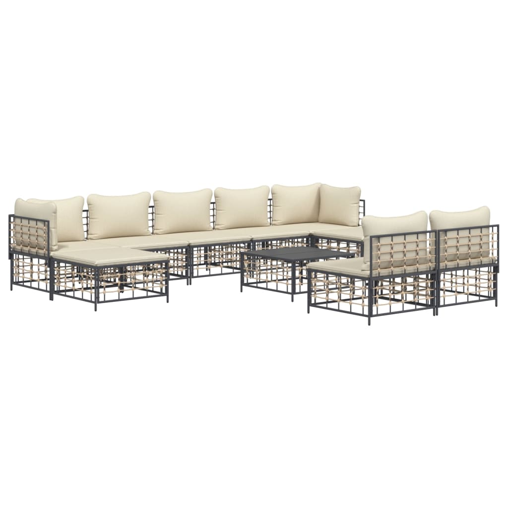 vidaXL Set mobilier de grădină cu perne, 10 piese, antracit, poliratan vidaXL Set mobilier de grădină cu perne, 10 piese, antracit, poliratan