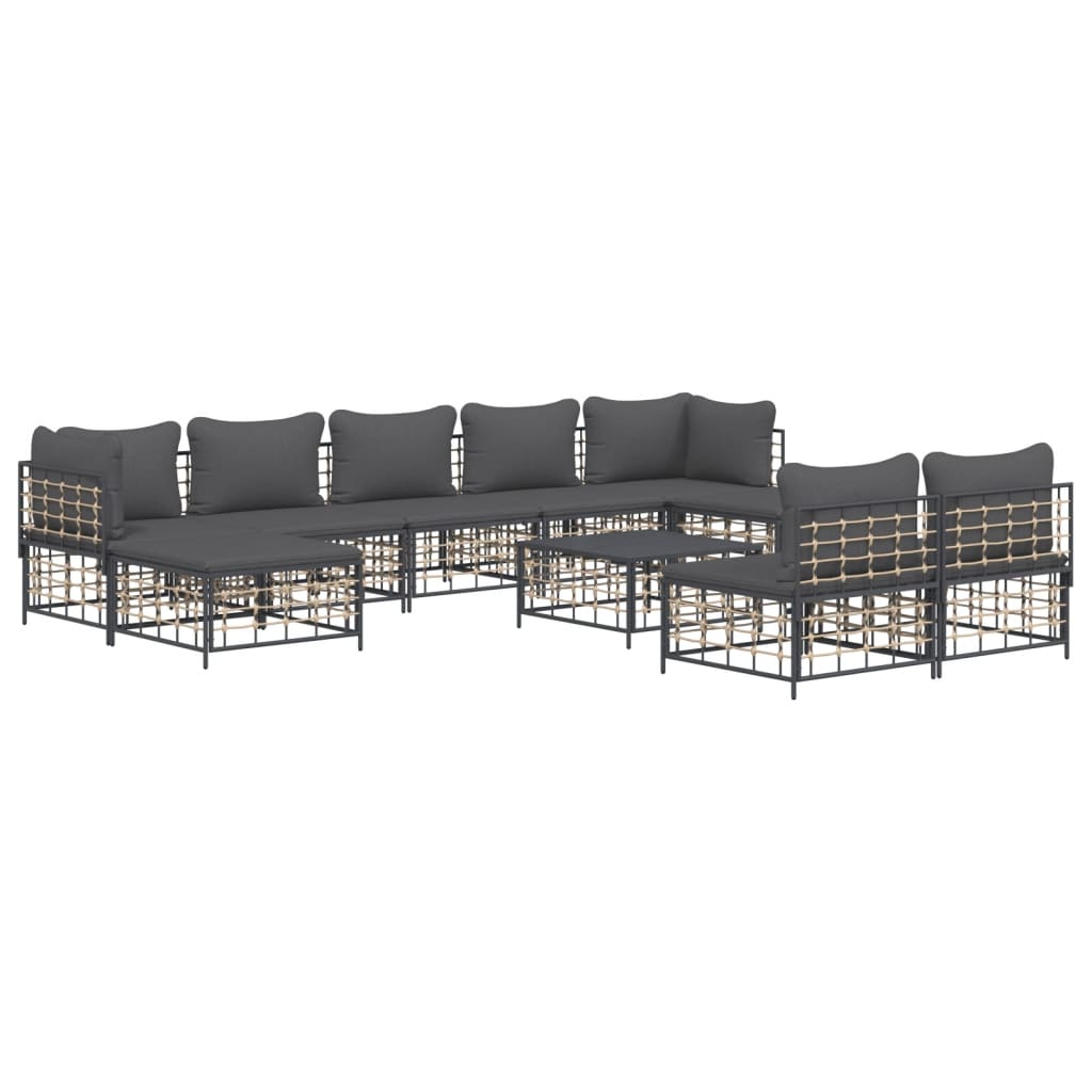vidaXL Set mobilier de grădină cu perne, 10 piese, antracit, poliratan vidaXL Set mobilier de grădină cu perne, 10 piese, antracit, poliratan